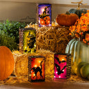 Halloween Glass and Metal Solar Lantern, 7"H