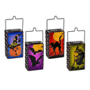 Halloween Glass and Metal Solar Lantern, 7"H