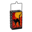 Halloween Glass and Metal Solar Lantern, 7"H