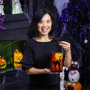 Halloween Glass and Metal Solar Lantern, 7"H