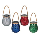 Twas the Night Outdoor Lamp & Lighting, Glass Solar Lantern, Debossed Metallic, 9"H, Asst of 4
