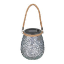 Twas the Night Outdoor Lamp & Lighting, Glass Solar Lantern, Debossed Metallic, 9"H, Asst of 4