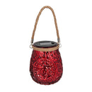 Twas the Night Outdoor Lamp & Lighting, Glass Solar Lantern, Debossed Metallic, 9"H, Asst of 4