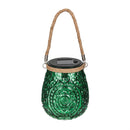 Twas the Night Outdoor Lamp & Lighting, Glass Solar Lantern, Debossed Metallic, 9"H, Asst of 4