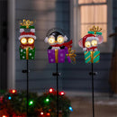 Twas the Night Garden Stake, Solar Garden Stake, Present Peepers, 35"H, Asst of 3, CDU