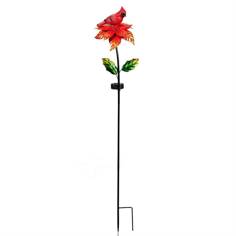 Holiday Poinsettia Garden Stake, Solar Garden Stake, Cardina Poinsettia, 40"H