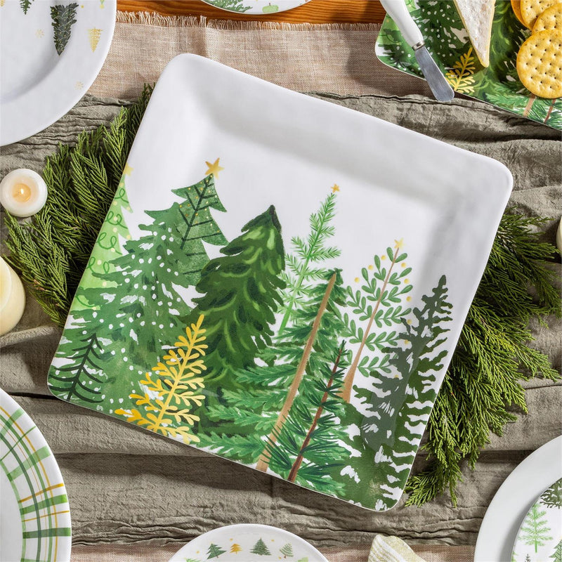 Shades of Green Platter Square Platter, 13.5"