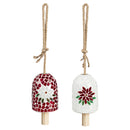 Poinsettia Mosaic Bell Chime, 2 ASST.