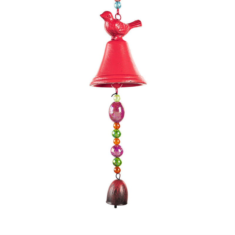 Cast Iron Bell with Bird Wind Chime, 3 Asst