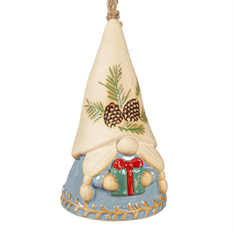 Nordic Gnome Ceramic Hanging Bell, Asst of 2