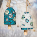 White Snowflake & Blue Snowflake Mosaic Glass Bell