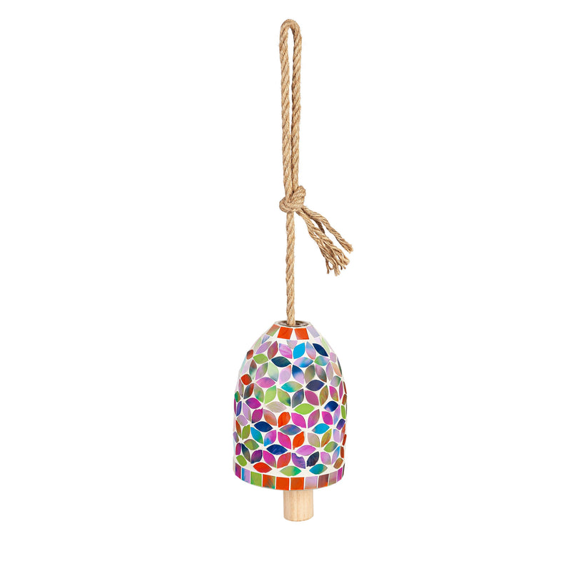 What She Shed Garden Bell, Mosaic Glass, Multi-Color Spring Flowers