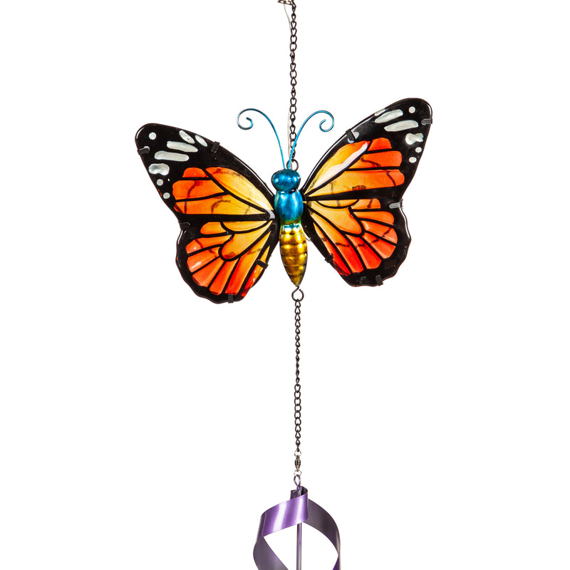Glass Butterfly Spinning Solar Hanging Decor, Set of 2,2wc2265