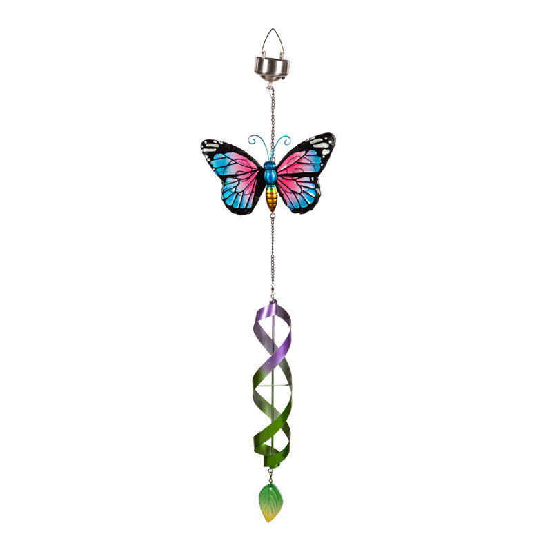 Glass Butterfly Spinning Solar Hanging Decor, Set of 2,2wc2265