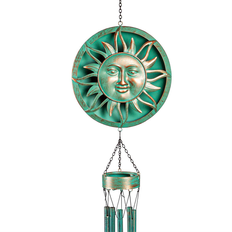 Metal Embossed Sun Wind Chime, Set of 2