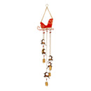 Evergreen Wind,Hand-Painted Metal Santa Sleigh Wind Chime,7.5x3.5x35 Inches