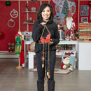 Evergreen Wind,Hand-Painted Metal Santa Sleigh Wind Chime,7.5x3.5x35 Inches