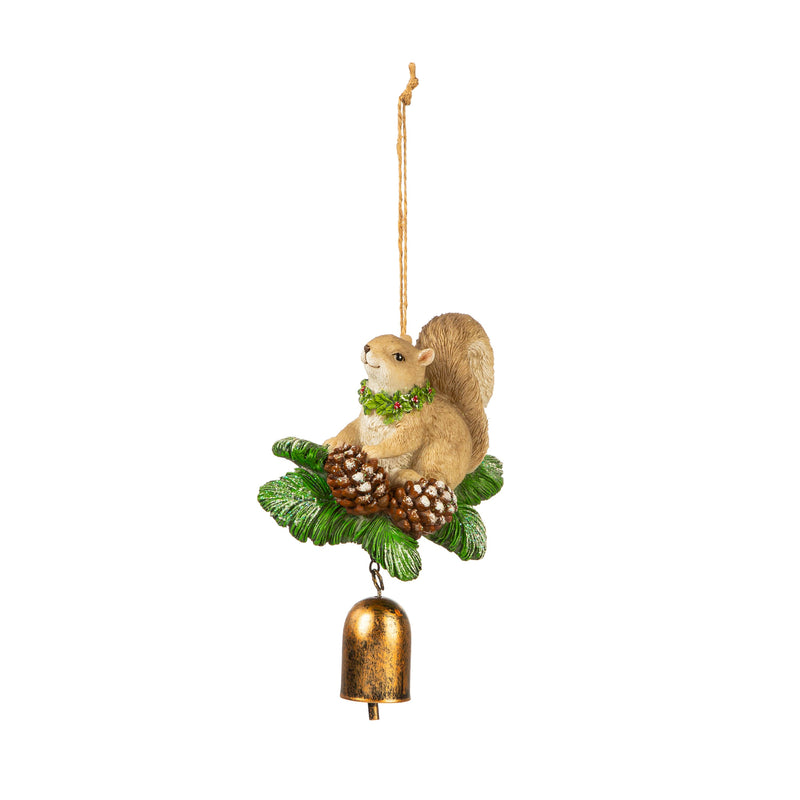 Evergreen Wind,Woodland Animal Resin Garden Bell,5.31x2.99x6.3 Inches