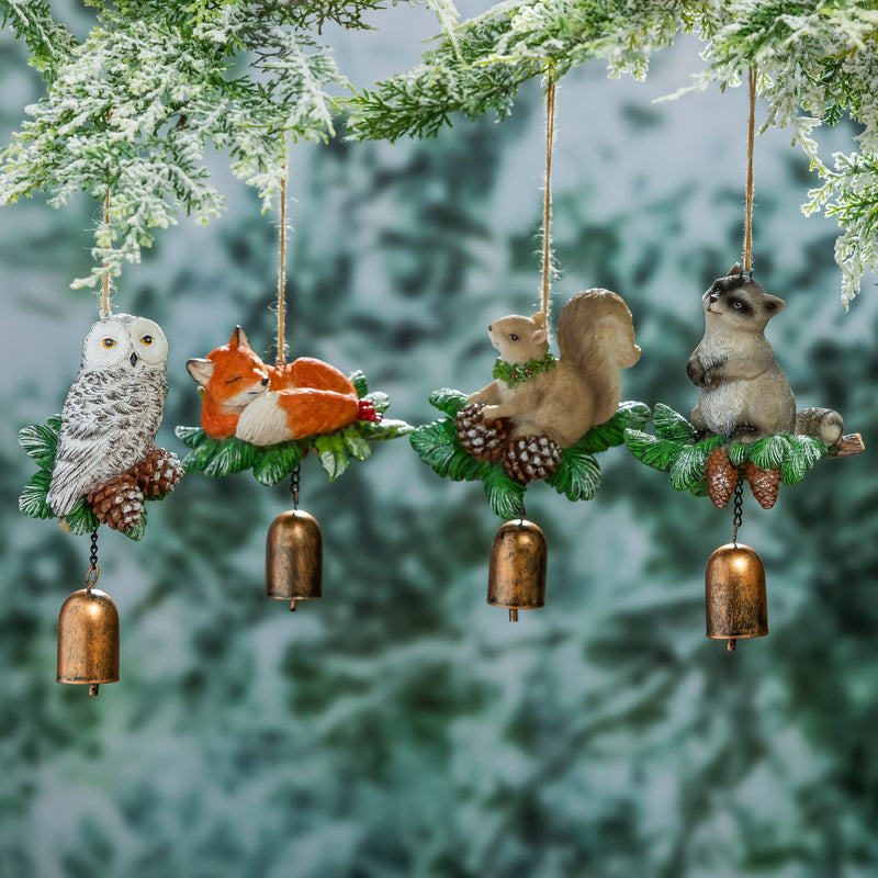 Evergreen Wind,Woodland Animal Resin Garden Bell,5.31x2.99x6.3 Inches