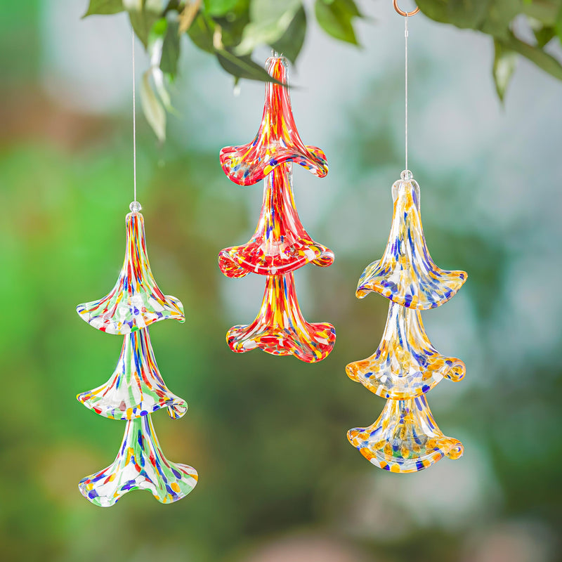 Garden of Wonder Garden Bell, Art Glass, 3-Tiered Bell, Asst of 3