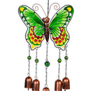 Pollinator Garden Wind Chime, Glass Butterfly Wind Chime with Bells, Asst of 3