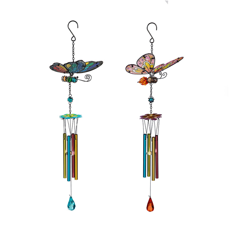 Pollinator Garden Wind Chime, Rainbow Butterfly, Asst of 2