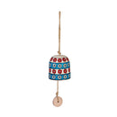 Hand-Painted Ceramic Bell with Dangler, Teal