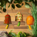Hand Painted Spotted Metal Mushroom Bell, Set of 3