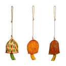 Hand Painted Spotted Metal Mushroom Bell, Set of 3