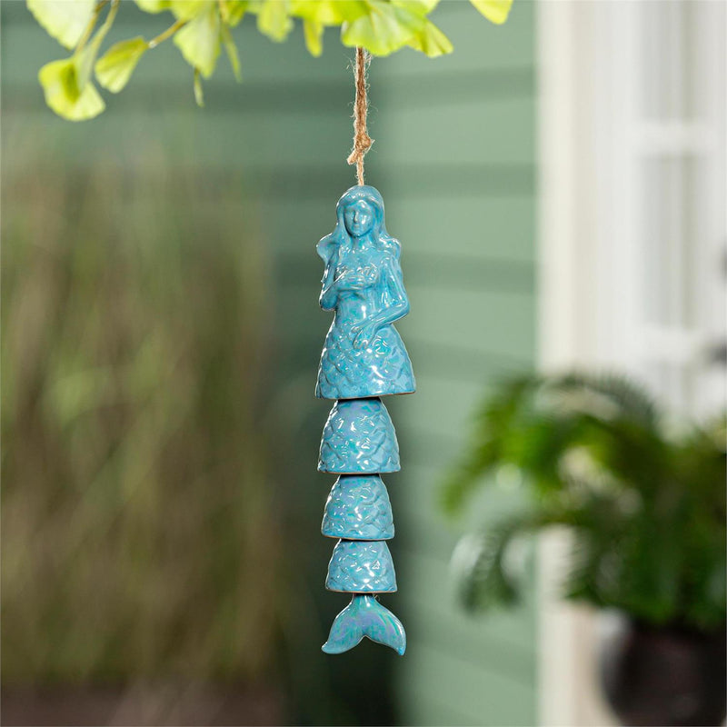 Palm Beach Garden Bell, Ceramic Bell, Iridescent Mermaid