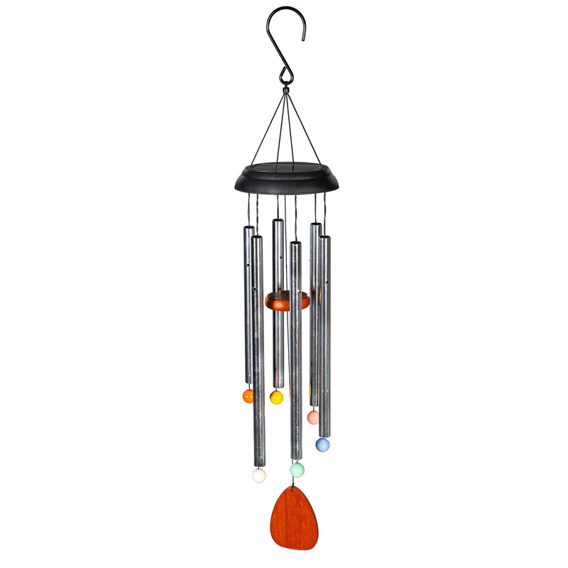 Voice Activated Solar Wind Chime, Silver, 33"