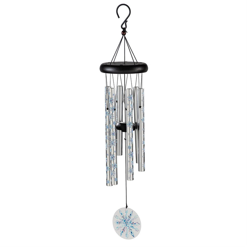 Avria Garden Accent, Printed Wind Chime, Crystal Snowflakes, 27"