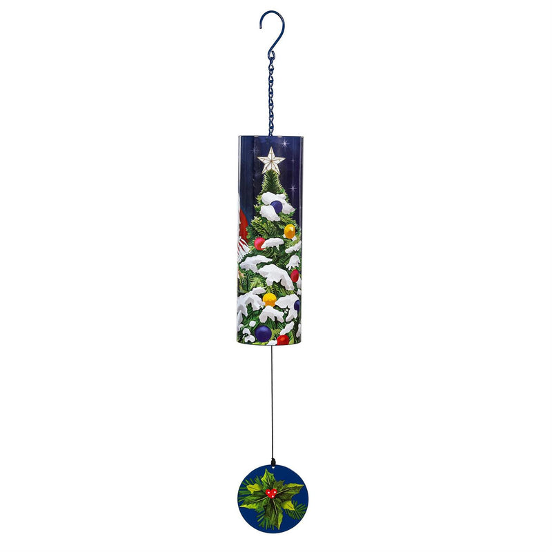 Traditional Santa Garden Accent, Wind Chime, Cylinder Santa, 36" H
