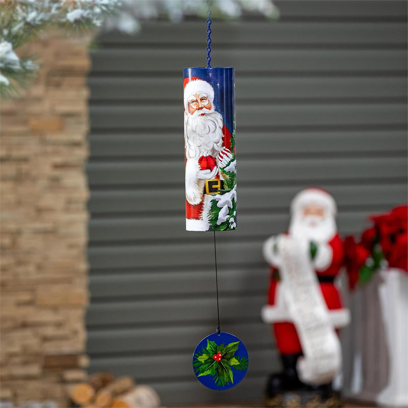 Traditional Santa Garden Accent, Wind Chime, Cylinder Santa, 36" H