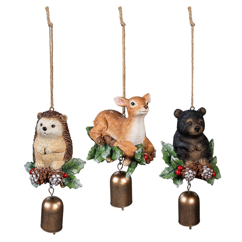 Woodland Storybook Garden Accent, Garden Bell, Resin Forest Animal, Asst of 3