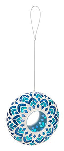 9.25"D Acrylic Circle Feeder, Blue Mosaic Glass