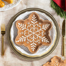 Baking Spirits Bright Plate Gingerbread Snowflake Shaped Embossed Ceramic Salad Plate, 9"