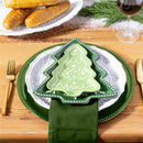 Shades of Green Plate Tree Shaped Embossed Ceramic Salad Plate, 9.5"