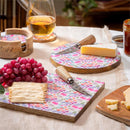 Petal Paradise Wood Cheese Board with Knife Set, Asst