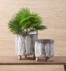 Metal Bucket with Embossed Fish, Nested Set of 2