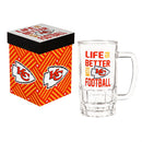 Glass Tankard Cup, with Gift Box, Kansas City Chiefs