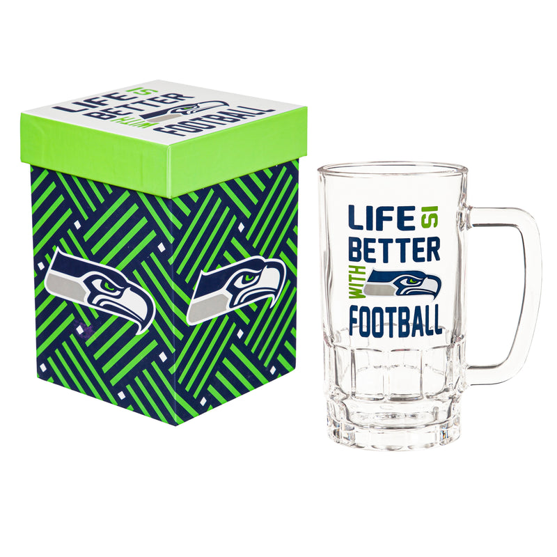 Glass Tankard Cup, with Gift Box, Seattle Seahawks,3br3827