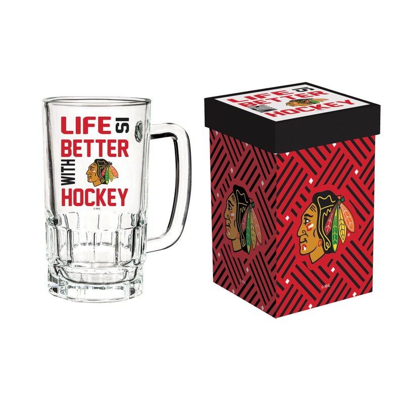 Glass Tankard Cup with Gift Box, Chicago Blackhawks,3br4355