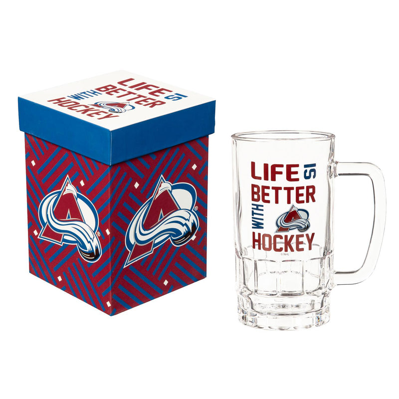 Glass Tankard Cup with Gift Box, Colorado Avalanche