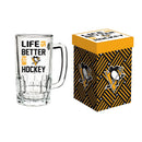 Glass Tankard Cup with Gift Box, Pittsburgh Penguins