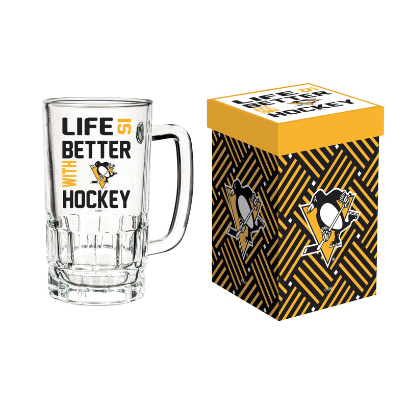 Glass Tankard Cup with Gift Box, Pittsburgh Penguins,3br4372