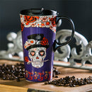 Ceramic Perfect Travel Cup, 17oz, w/ Gift Box, Day of the Dead Purple