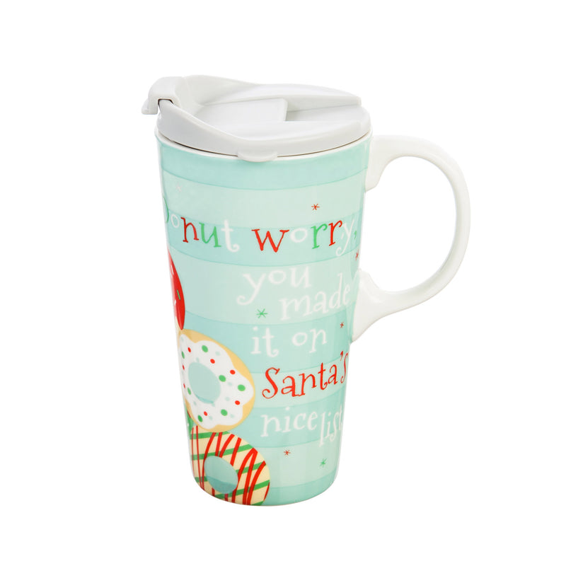 Ceramic Travel Cup, 17 OZ. ,w/box, Donut Worry,3ctc047182