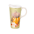 Ceramic Perfect Travel Cup, 17oz, w/ Gift Box, Harvest Pumpkins and Magnolia