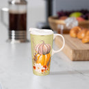 Ceramic Perfect Travel Cup, 17oz, w/ Gift Box, Harvest Pumpkins and Magnolia